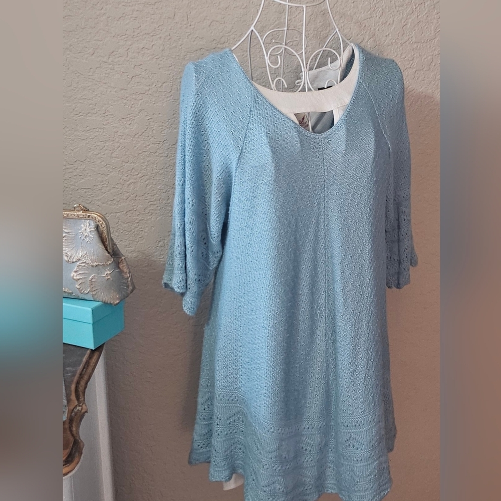 Elegant Blue Women's Sweater Dress